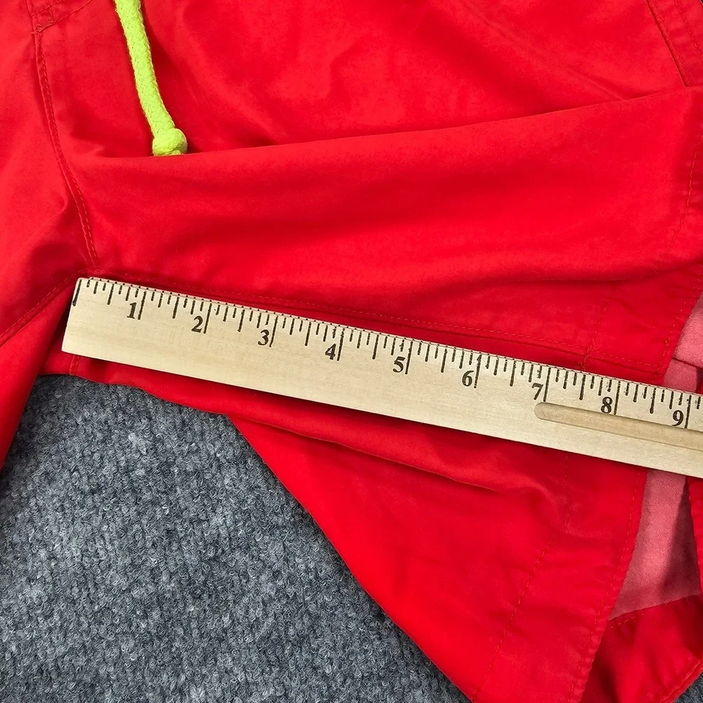Hollister Board Shorts Mens L Red Neon Green Logo Swim Trunks Cargo Pocket 9